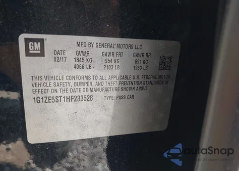 2017 Chevrolet Malibu 1Lt z USA, uszkodzony, nr VIN 1G1ZE5ST1HF233528